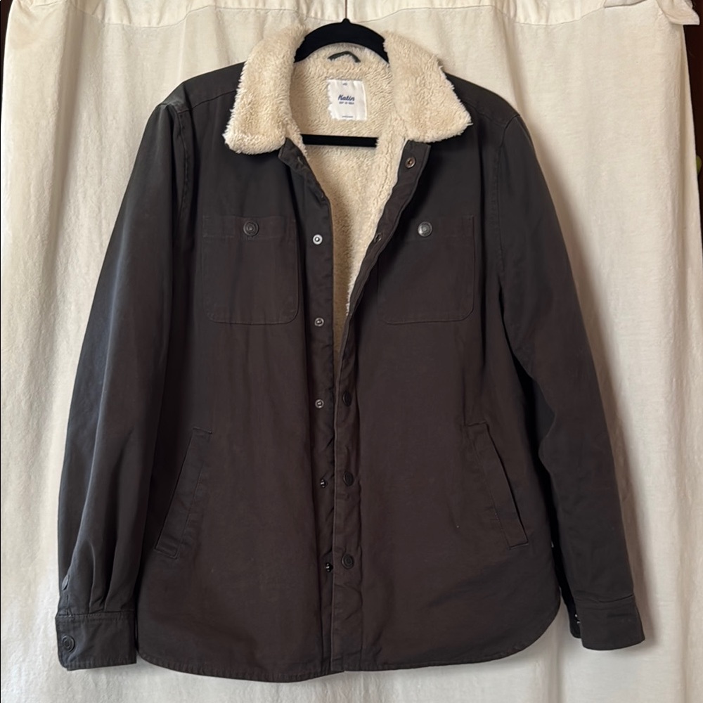 Men's Grey Sherpa-Lined Jacket